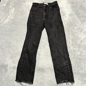 Abercrombie & Fitch Jeans Women 26 /2 Ultra High Rise 90s Straight Black Raw Hem
